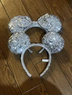 シルバー スパンコール　ミッキーミニー　カチューシャ