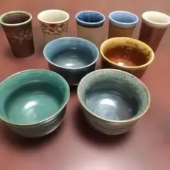 陶器製湯飲み9個セット
