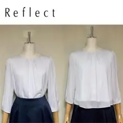 Reflect◇リフレクト 洗える フロントタック サテンストライプブラウス11