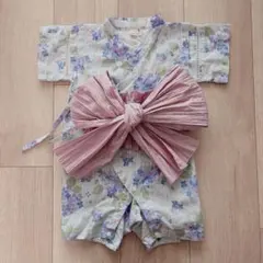 petit main 花柄甚平 80サイズ　アジサイ　プティマイン　ロンパース