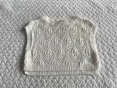 petit main アイボリー レース編みベスト90cm