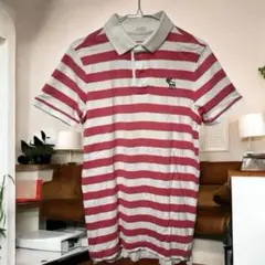 Abercrombie & Fitchアバクロ ボーダー ポロシャツ 刺繍ロゴM