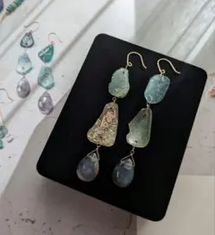 ローマンガラス&天然石♡美品【アガット】K10(アメジスト アパタイト 