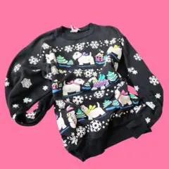 jane colby　犬 クリスマスデザイン 黒スウェット　ファンシー　訳あり