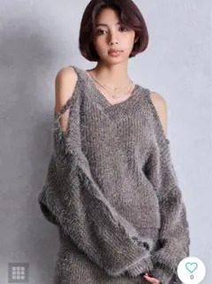 GYDA（ジェイダ） レースアップシャギーニット TOPS （C.GRY）