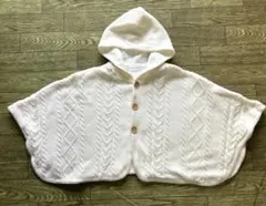 【美品】MIKIHOUSE ミキハウス ベビー　ニットケープ　ポンチョ　フード付