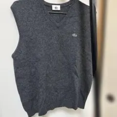 【訳あり】LACOSTE ラコステ ニットベスト グレー サイズ4 L相当