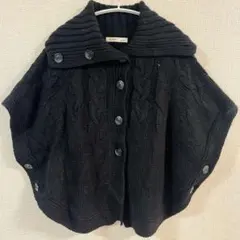 OLD NAVY【S】 ポンチョ ケーブル編み ショールカラー 五分袖 黒