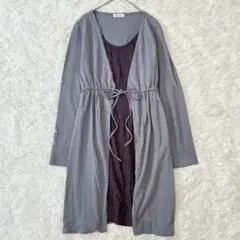 レプシィム ワンピース 重ね着風 ドット チャコールグレー（L） ゆったり