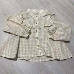チェック柄フリル長袖シャツ 130