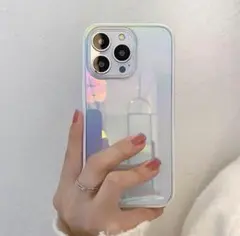 ☆オーロラケース☆iPhone14plus ケース ホログラム ホワイト