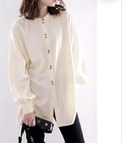 classicalelf 際立つ光沢感　2wayダブルボタンシャツ