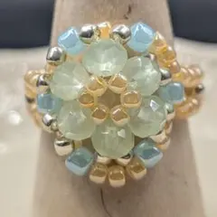 【ハンドメイド】パステルカラーのフラワービーズリング