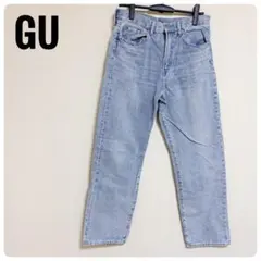 GU レギュラーストレートジーンズ ライトブルー 綿100