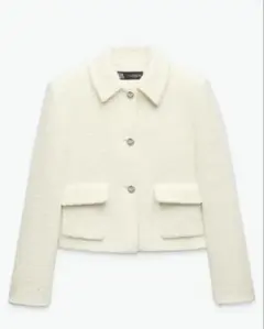 ZARA ブークレショートジャケット　ホワイト　L