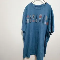 オニール ビール柄 半袖Tシャツ クルーネック ビッグサイズ 青 綿 00sのサムネイル