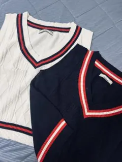 OLIVE des OLIVE ベスト 2色セット ホワイト ネイビー Vネック