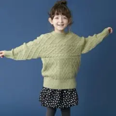 新品未使用タグ付き　プティマイン ケーブルニットプルオーバー S 80〜90