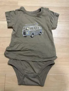babyGap カーキ色ロンパース バス刺繍　80cm