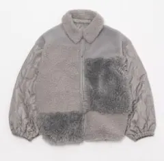 ニコアンド　グレー ボアジャケット　フリースジャケット