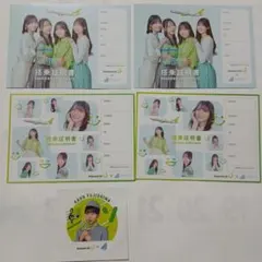 日向坂46 搭乗証明書 4枚セット、ステッカー1枚