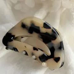 ♡ぽってり♡ シンプル　バンスクリップ ミニ　ヘアクリップ/べっこう風　ベージュ