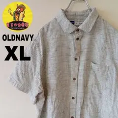 USA古着 OLDNAVY　半袖ボタンシャツXL　ホワイトブラック