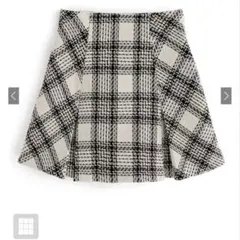 GRLインパン裏地付きツイードチェックミニスカート「tu891」 白 アイボリー