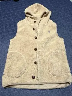 #ジムフレックス　ボアフード付きベスト ベージュ