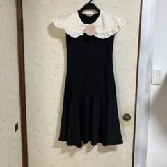 女の子ワンピースノースリーブ150㎝ 襟フリル　　ブラック