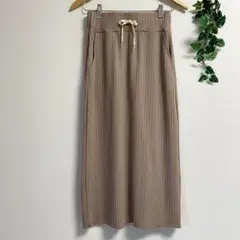 ベージュ ナロースカート リブ タイトスカート ロングスカート ナチュラル