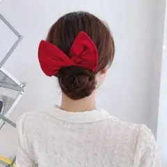 シニヨンメーカー デフトバンお団子ヘア赤レッド ヘアアレンジリボン③