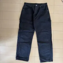 Carhartt ブラック ダブルニー デニムカーゴパンツ 染み フェード模様 Carhartt ブラック ダブルニー デニムカーゴパンツ 染み フェード模様