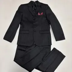 【美品】JIN XI QUE フォーマルセットアップスーツ 黒ストライプ