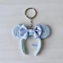 ディズニー ミニー カチューシャキーホルダー 水色 レース