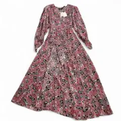 イザベルマラン エトワール シルク100% ロングワンピース 絹 総柄 カラフル イザベルマラン エトワール ロングワンピース シルク100% 絹 総