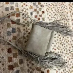 room306 フリンジ ショルダーバッグ グレー スエード調