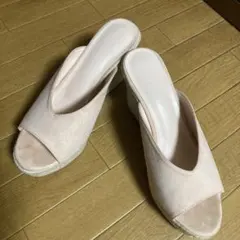 美脚効果‼️ ベージュ スエード風 オープントゥ サンダル