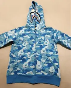 BAPE KIDS カモフラージュ　シャークフードパーカー 希少140美品　レア