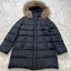 美品 アーバンリサーチ ダウンコート ラクーンファー ダウン90% 黒 F