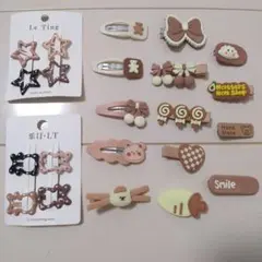 ２2点キッズヘアクリップ　ピンセット（星型・クマ型など）