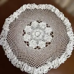 新品　レース編み　円　丸型　花　大型　ハンドメイド　テーブルクロス