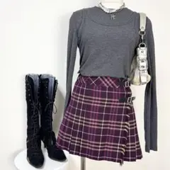 y2k❤️ BURBERRY BLUE LABEL チェック柄 2連ベルトスカート