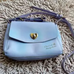 薄紫のハート型金具ショルダーバッグ