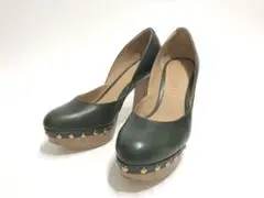スタッカートSTACCATO スタッズ パンプス 23.5cmモスグリーン緑色系のサムネイル