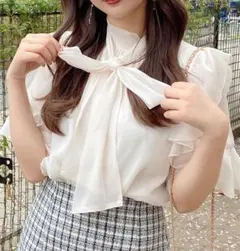 INGNI　袖フリルラメシアー5分袖