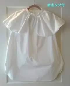 大きめ襟　ホワイトシャツ　ノースリーブ　半袖