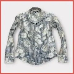 美品 トルネードマート ストライプ 花柄 長袖シャツ