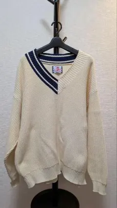 SON OF THE CHEESE Vネックワッフルニット L