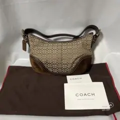 COACH ハンドバッグ ブラウン/ベージュ レザー シグネチャー柄